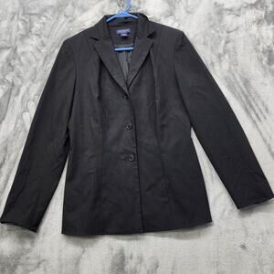 Ann Taylor Jacket Womens 6‎ Black Button Front Blazer Lined Lightweight Preppy